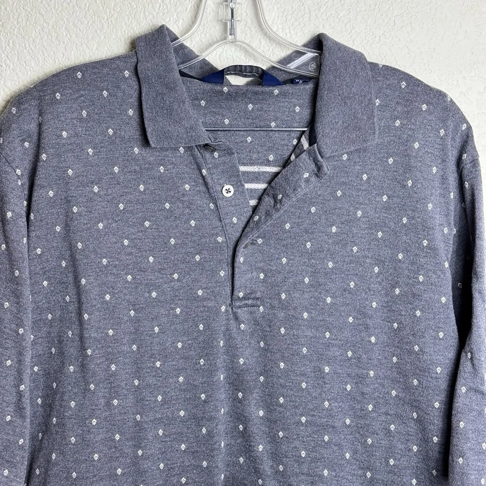 VTG Polo Golf Ralph Lauren Gray Diamond Print Pima Cotton Polo Shirt Men‎ L